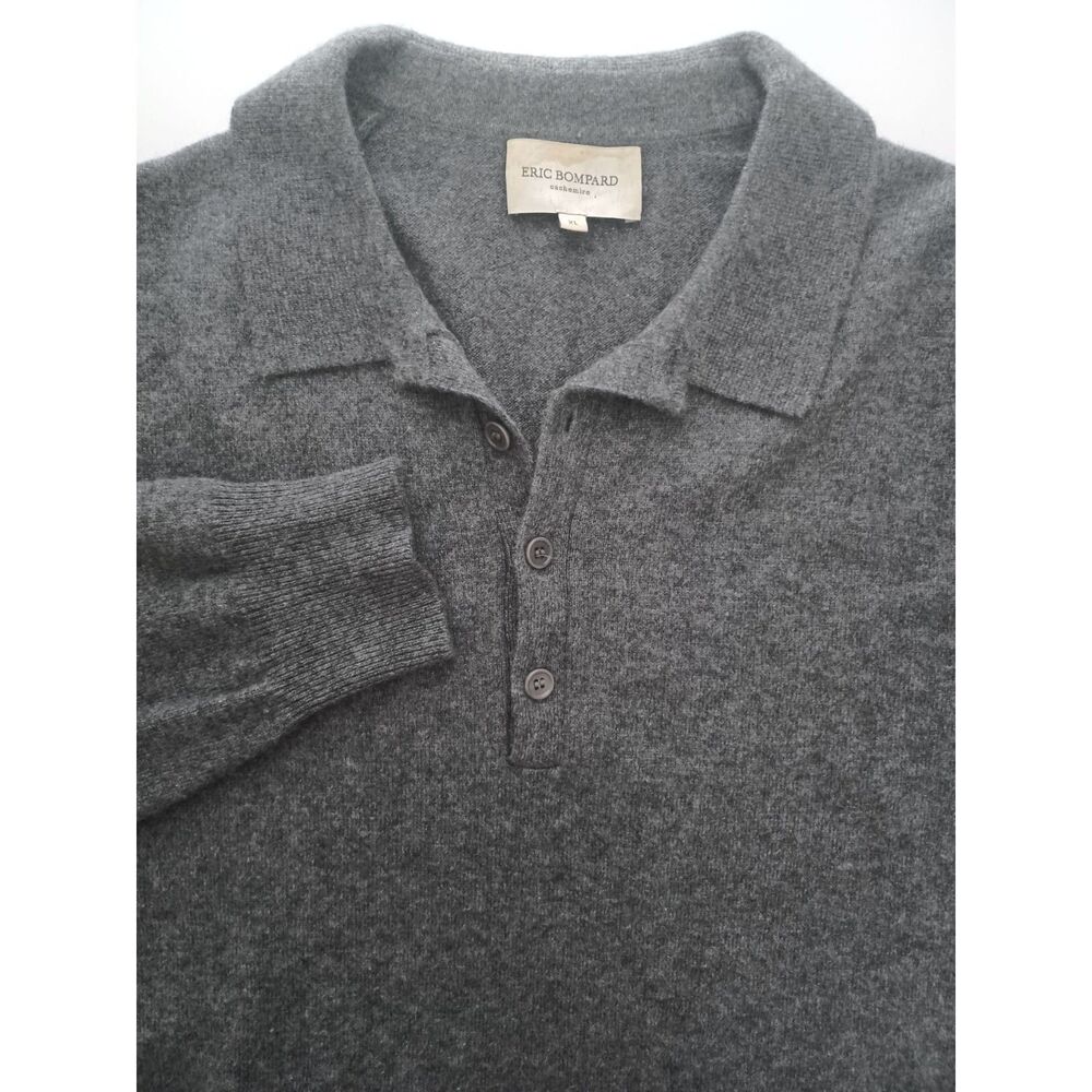 Eric Bompard Sweater XL Gray Cashmere Collared Old Money Luxury Staple French